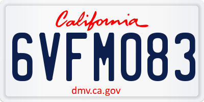 CA license plate 6VFM083