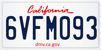 CA license plate 6VFM093
