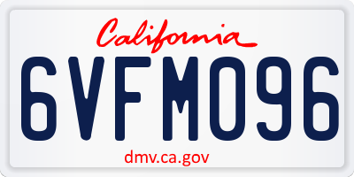 CA license plate 6VFM096