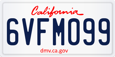 CA license plate 6VFM099
