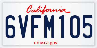CA license plate 6VFM105