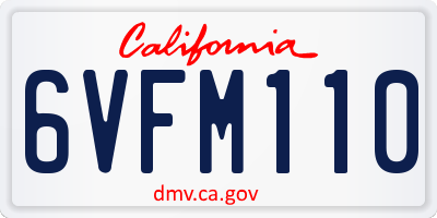 CA license plate 6VFM110