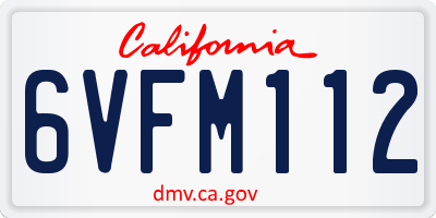 CA license plate 6VFM112