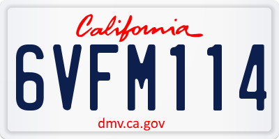 CA license plate 6VFM114