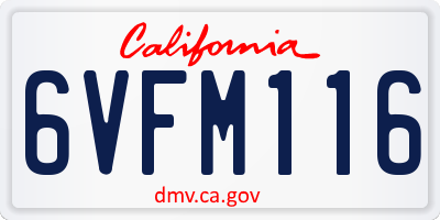 CA license plate 6VFM116
