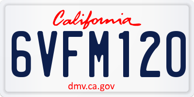 CA license plate 6VFM120