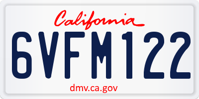 CA license plate 6VFM122