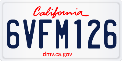 CA license plate 6VFM126
