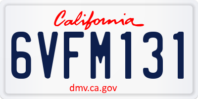 CA license plate 6VFM131