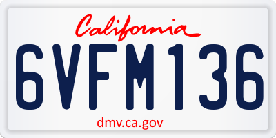 CA license plate 6VFM136