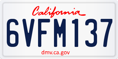 CA license plate 6VFM137
