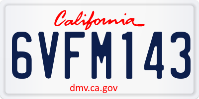 CA license plate 6VFM143