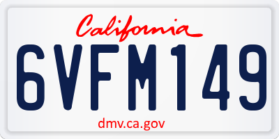 CA license plate 6VFM149