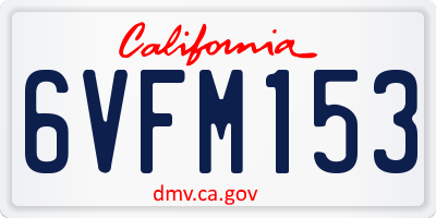 CA license plate 6VFM153