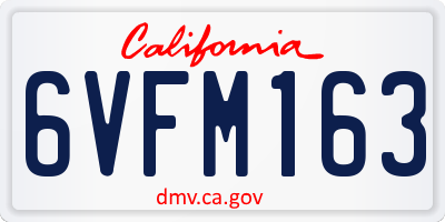 CA license plate 6VFM163