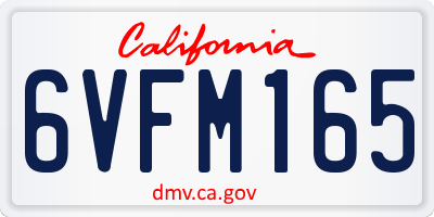 CA license plate 6VFM165