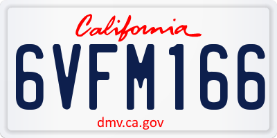 CA license plate 6VFM166
