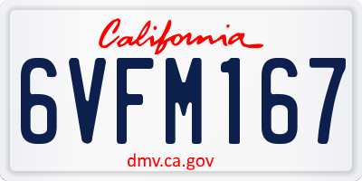 CA license plate 6VFM167