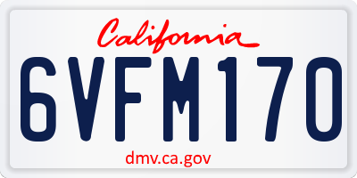 CA license plate 6VFM170