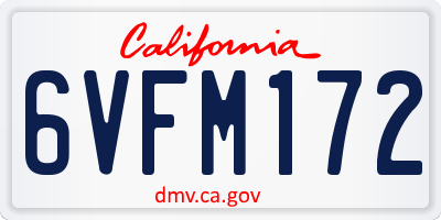 CA license plate 6VFM172