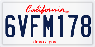 CA license plate 6VFM178