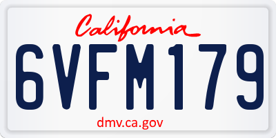 CA license plate 6VFM179