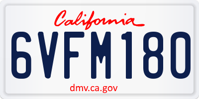 CA license plate 6VFM180