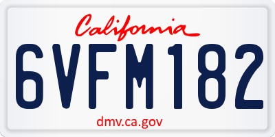 CA license plate 6VFM182