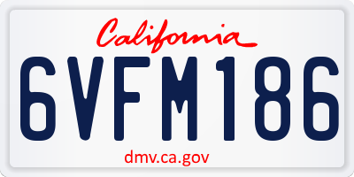 CA license plate 6VFM186