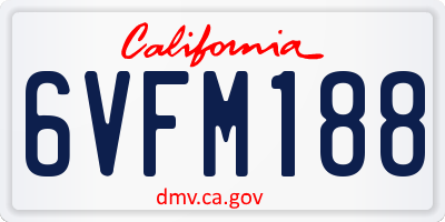 CA license plate 6VFM188