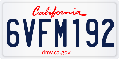 CA license plate 6VFM192