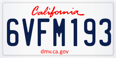 CA license plate 6VFM193