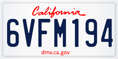 CA license plate 6VFM194