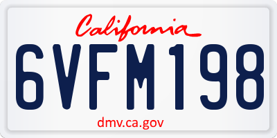 CA license plate 6VFM198