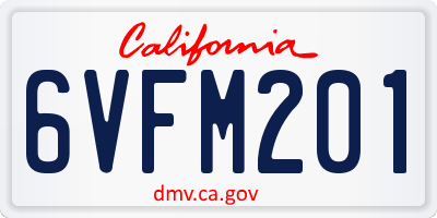CA license plate 6VFM201
