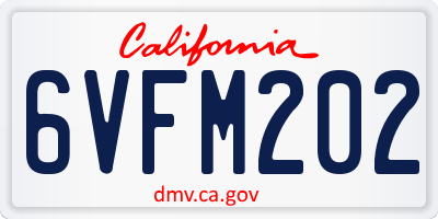 CA license plate 6VFM202