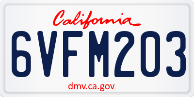 CA license plate 6VFM203