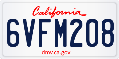 CA license plate 6VFM208