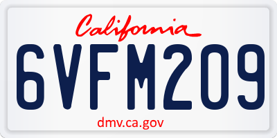 CA license plate 6VFM209