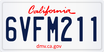 CA license plate 6VFM211
