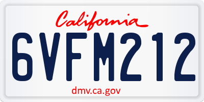 CA license plate 6VFM212