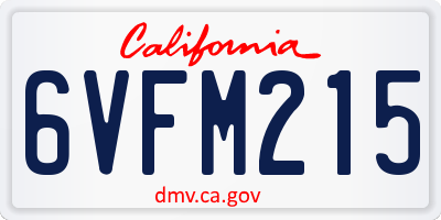 CA license plate 6VFM215