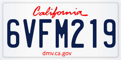 CA license plate 6VFM219