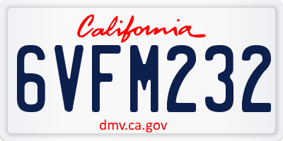 CA license plate 6VFM232