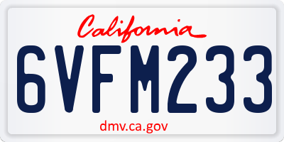 CA license plate 6VFM233