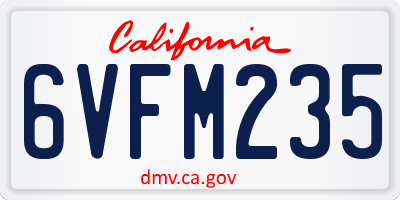 CA license plate 6VFM235