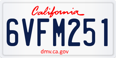 CA license plate 6VFM251