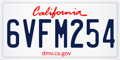 CA license plate 6VFM254