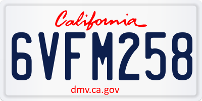 CA license plate 6VFM258