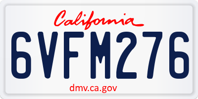 CA license plate 6VFM276